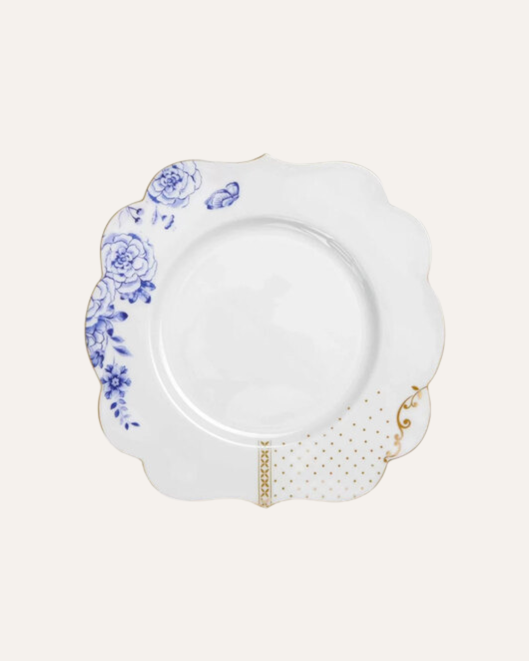 JOGO DE 6 PRATOS DE SOBREMESA FLOWERS ROYAL WHITE PIP STUDIO
