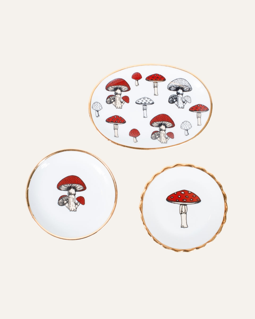 KIT 3 PRATINHOS DE COGUMELO MÉDIO E GRANDE