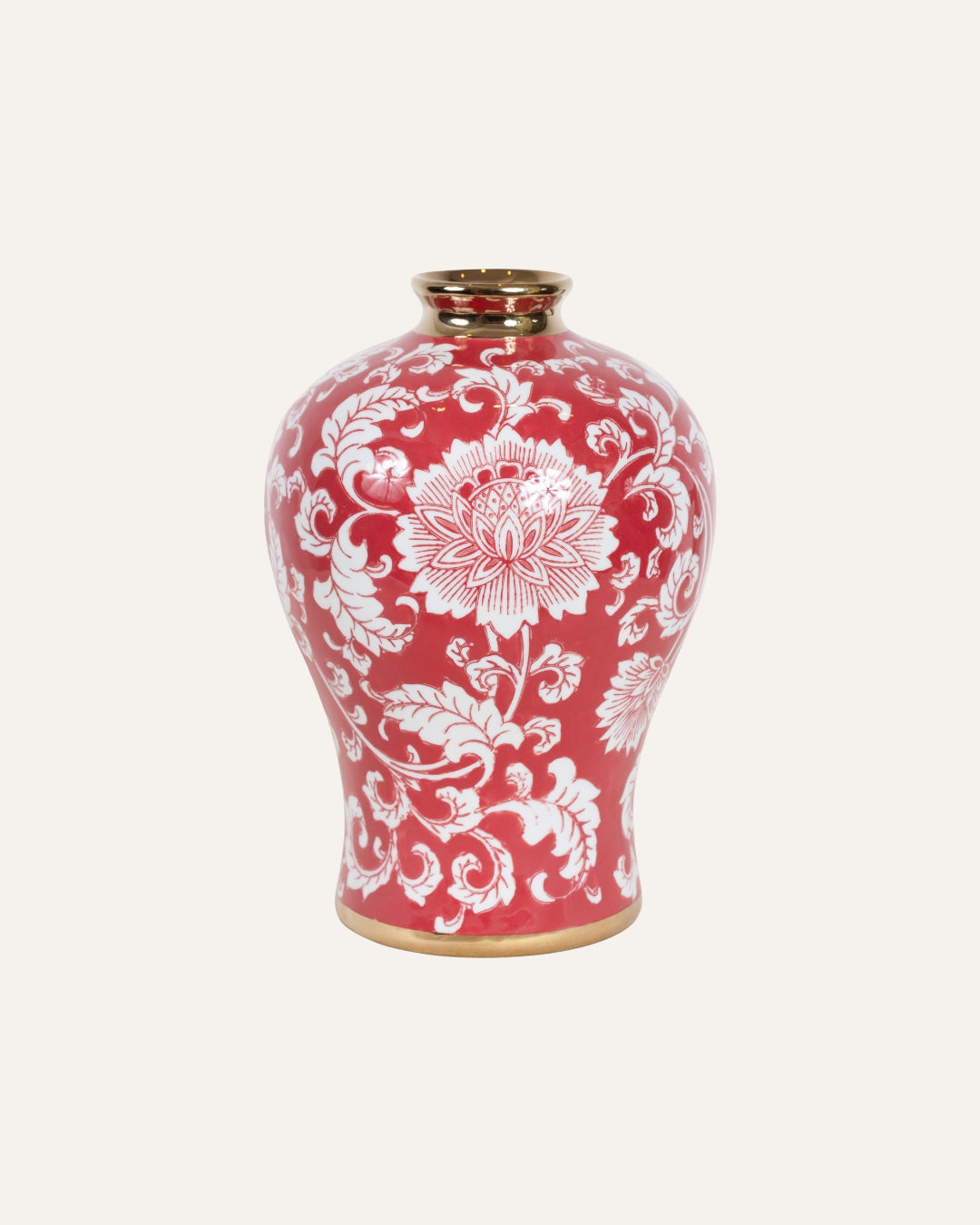 VASO DE CERAMICA VERMELHO E BRANCO PEQUENO