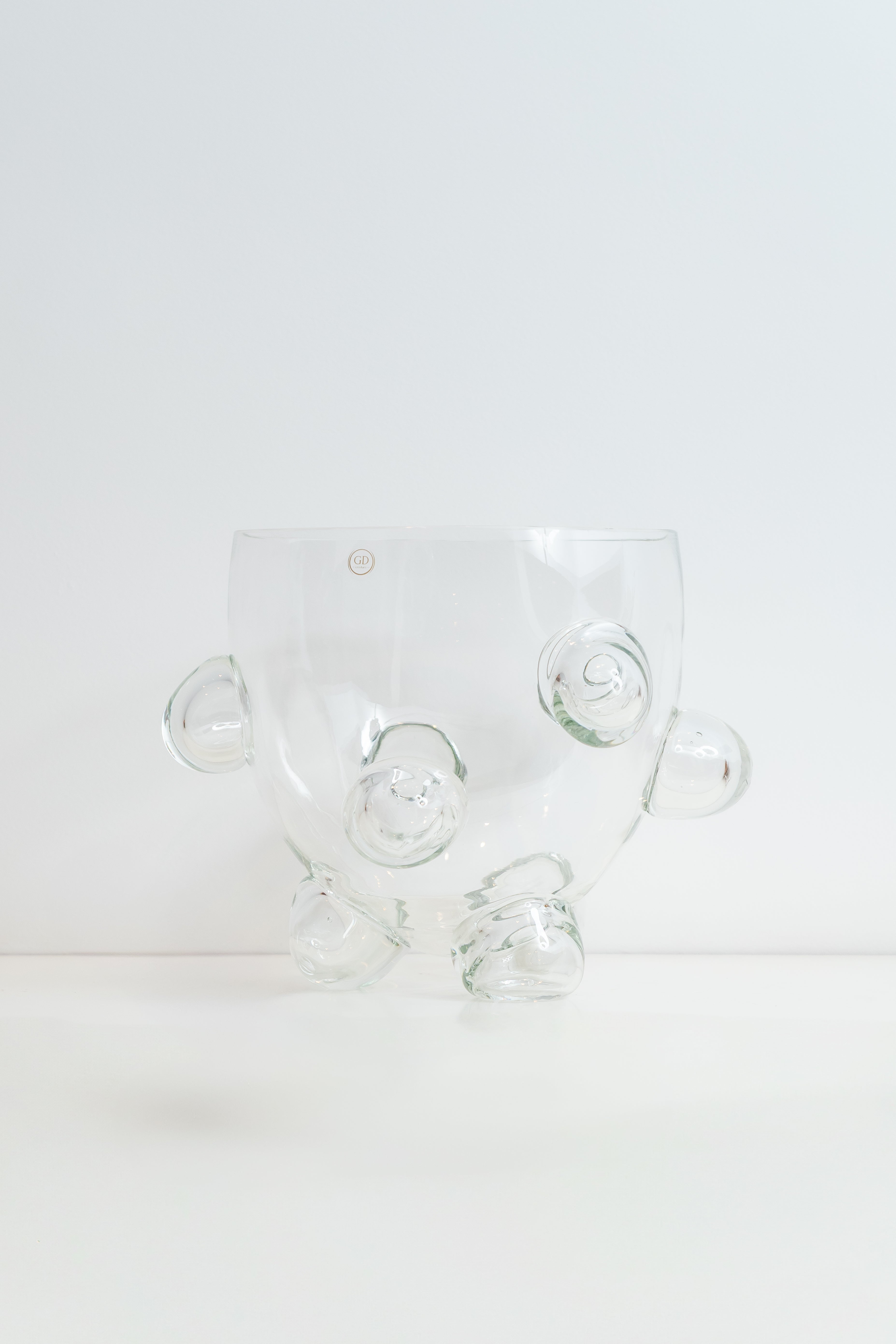 VASO DE CRISTAL TRANSPARENTE COM BOLHAS EM RELEVO
