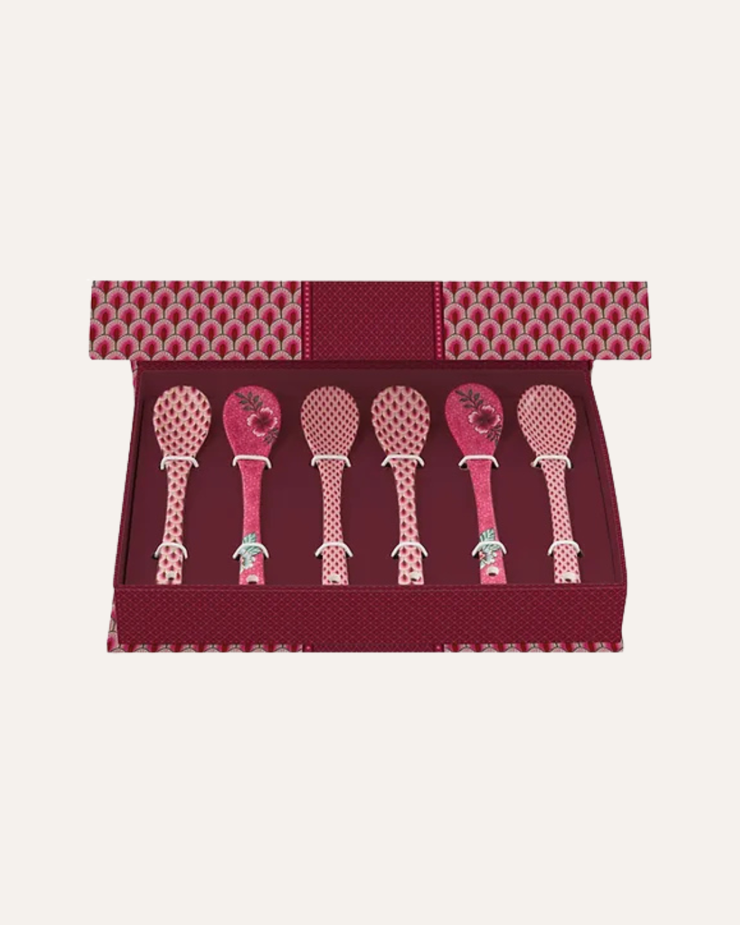GIFTSET COM 6 COLHERES ORIENTAL ROSA FLOWER FESTIVAL PIP STUDIO